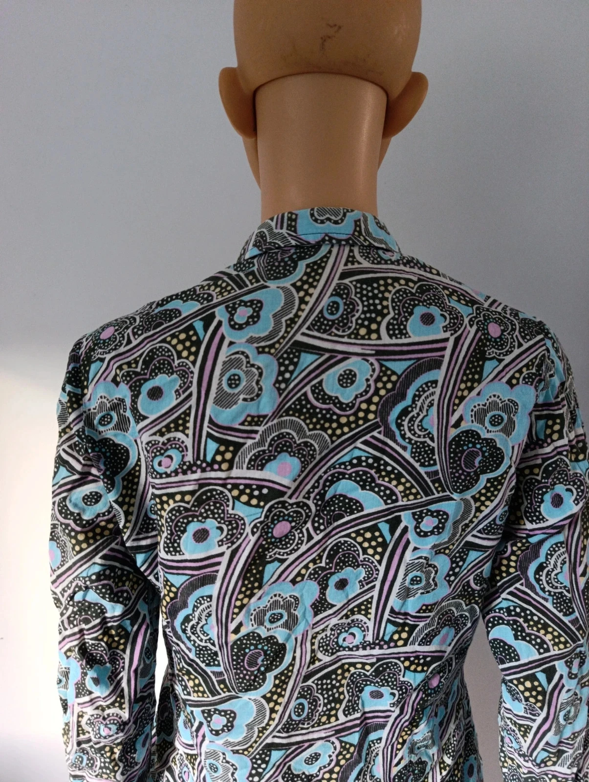 Retro bedrukte vloeiende blouse blauw/paars – T40 – Zeer goede staat – photo 9
